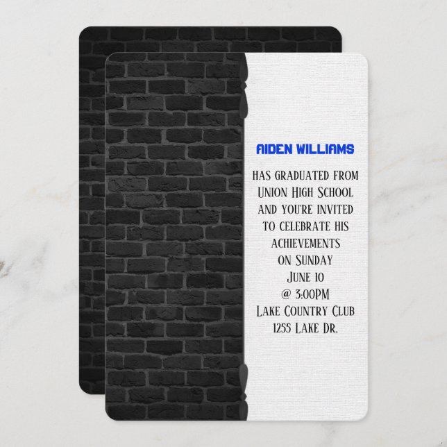 brick wall border for graduation party invitation (Front/Back)