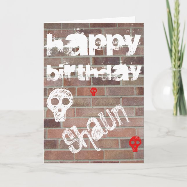 Brick Wall Card, Sculls and Chalk Writing Card (Front)