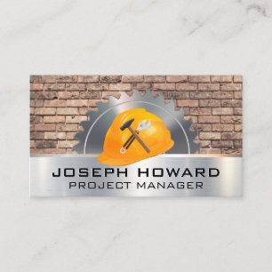 Brick wall Circular Saw Construction Tools Business Card