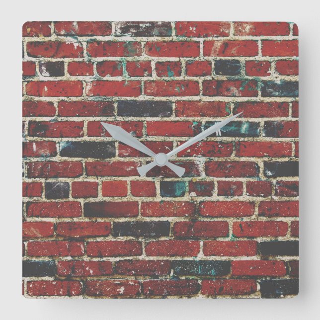 Brick Wall Cool Texture Pattern Square Wall Clock (Front)