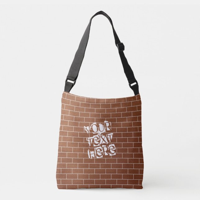 Brick Wall Crossbody Bag Brown - Custom Text (Front)