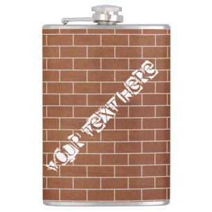 Brick Wall Design Flask with Custom Text