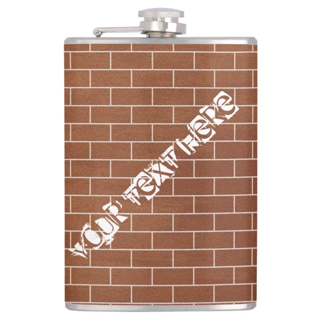 Brick Wall Design Flask with Custom Text (Front)