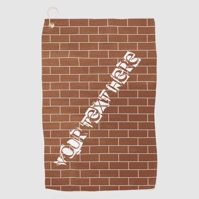 Brick Wall Design Golf Towel with Custom Text (Front)