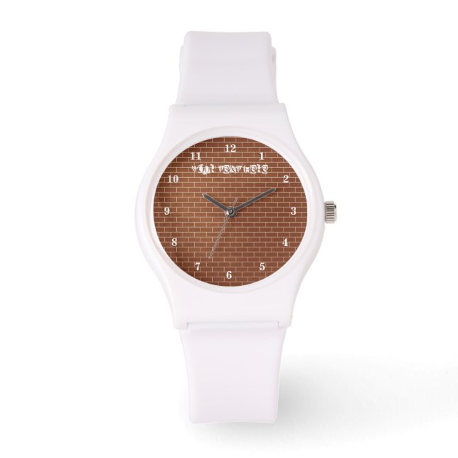 Brick Wall Design Watch with Custom Text (Front)