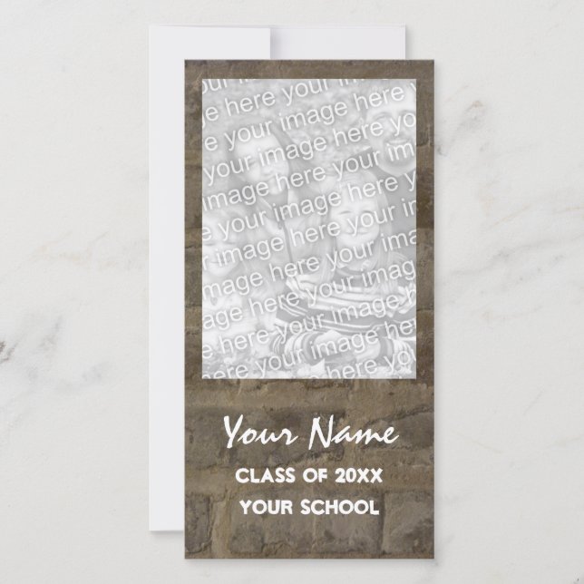 Brick Wall Graduation Announcement Photo Card (Front)