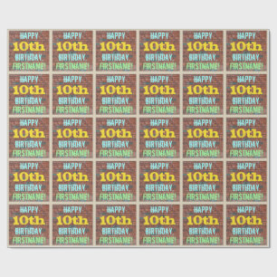 Brick Wall Graffiti Inspired 10th Birthday + Name Wrapping Paper