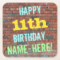Brick Wall Graffiti Inspired 11th Birthday + Name