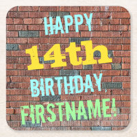 Brick Wall Graffiti Inspired 14th Birthday + Name