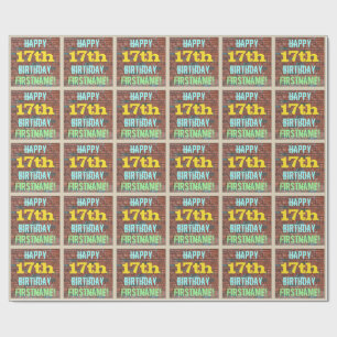 Brick Wall Graffiti Inspired 17th Birthday + Name Wrapping Paper