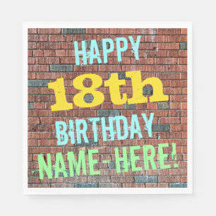 Brick Wall Graffiti Inspired 18th Birthday + Name Napkin