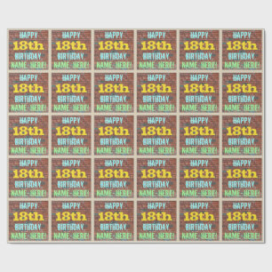 Brick Wall Graffiti Inspired 18th Birthday + Name Wrapping Paper
