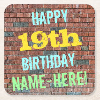 Brick Wall Graffiti Inspired 19th Birthday + Name