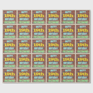 Brick Wall Graffiti Inspired 19th Birthday + Name Wrapping Paper