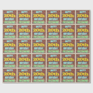 Brick Wall Graffiti Inspired 20th Birthday + Name Wrapping Paper