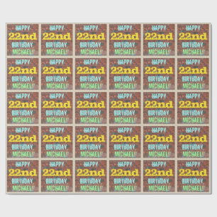 Brick Wall Graffiti Inspired 22nd Birthday + Name Wrapping Paper
