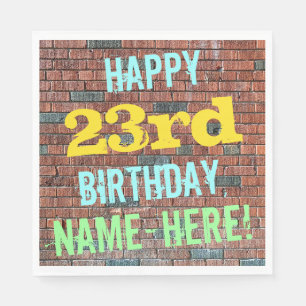 Brick Wall Graffiti Inspired 23rd Birthday + Name Napkin