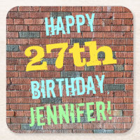Brick Wall Graffiti Inspired 27th Birthday + Name