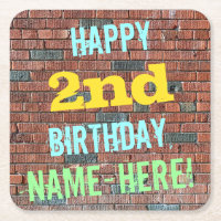 Brick Wall Graffiti Inspired 2nd Birthday + Name