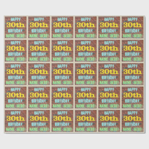 Brick Wall Graffiti Inspired 30th Birthday + Name Wrapping Paper
