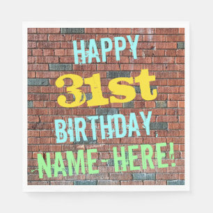 Brick Wall Graffiti Inspired 31st Birthday + Name Napkin