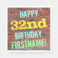 Brick Wall Graffiti Inspired 32nd Birthday + Name