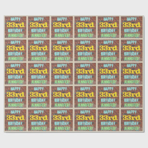 Brick Wall Graffiti Inspired 33rd Birthday + Name Wrapping Paper