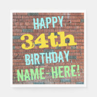 Brick Wall Graffiti Inspired 34th Birthday + Name