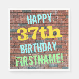 Brick Wall Graffiti Inspired 37th Birthday + Name Napkin