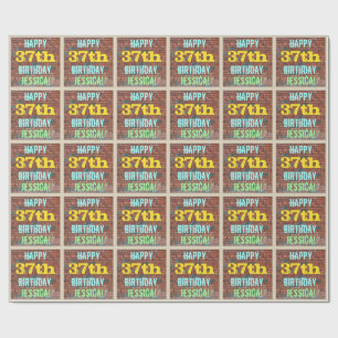 Brick Wall Graffiti Inspired 37th Birthday + Name Wrapping Paper