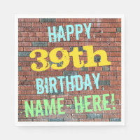 Brick Wall Graffiti Inspired 39th Birthday + Name