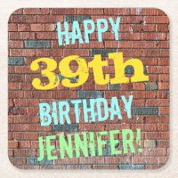 Brick Wall Graffiti Inspired 39th Birthday + Name