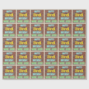 Brick Wall Graffiti Inspired 3rd Birthday + Name Wrapping Paper