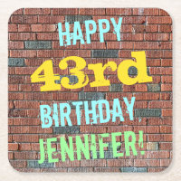 Brick Wall Graffiti Inspired 43rd Birthday + Name