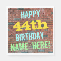 Brick Wall Graffiti Inspired 44th Birthday + Name