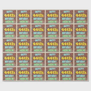 Brick Wall Graffiti Inspired 44th Birthday + Name Wrapping Paper