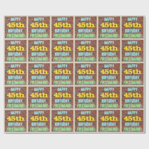 Brick Wall Graffiti Inspired 45th Birthday + Name Wrapping Paper