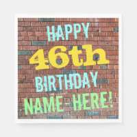 Brick Wall Graffiti Inspired 46th Birthday + Name