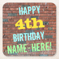 Brick Wall Graffiti Inspired 4th Birthday + Name