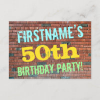 Brick Wall Graffiti Inspired 50th Birthday + Name