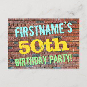 Brick Wall Graffiti Inspired 50th Birthday + Name Invitation