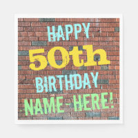 Brick Wall Graffiti Inspired 50th Birthday + Name