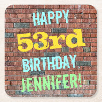 Brick Wall Graffiti Inspired 53rd Birthday + Name