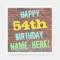 Brick Wall Graffiti Inspired 54th Birthday + Name