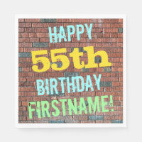 Brick Wall Graffiti Inspired 55th Birthday + Name
