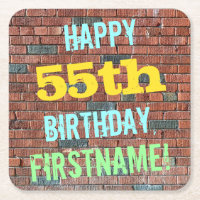 Brick Wall Graffiti Inspired 55th Birthday + Name