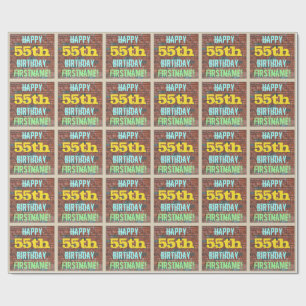 Brick Wall Graffiti Inspired 55th Birthday + Name Wrapping Paper