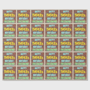 Brick Wall Graffiti Inspired 56th Birthday + Name Wrapping Paper
