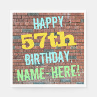 Brick Wall Graffiti Inspired 57th Birthday + Name
