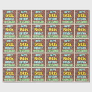 Brick Wall Graffiti Inspired 5th Birthday + Name Wrapping Paper